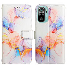 Custodia Portafoglio In Pelle Fantasia Modello Cover con Supporto Y04B per Xiaomi Redmi Note 10 Pro 4G Blu