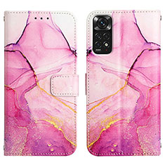 Custodia Portafoglio In Pelle Fantasia Modello Cover con Supporto Y04B per Xiaomi Redmi Note 11 4G (2022) Rosa Caldo