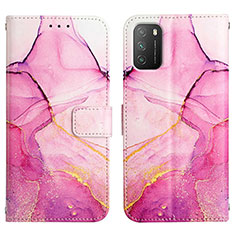 Custodia Portafoglio In Pelle Fantasia Modello Cover con Supporto Y04B per Xiaomi Redmi Note 9 4G Rosa Caldo