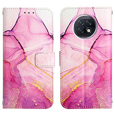 Custodia Portafoglio In Pelle Fantasia Modello Cover con Supporto Y04B per Xiaomi Redmi Note 9 5G Rosa Caldo