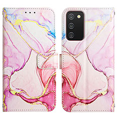 Custodia Portafoglio In Pelle Fantasia Modello Cover con Supporto Y05B per Samsung Galaxy A02s Rosa