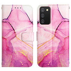 Custodia Portafoglio In Pelle Fantasia Modello Cover con Supporto Y05B per Samsung Galaxy A02s Rosa Caldo