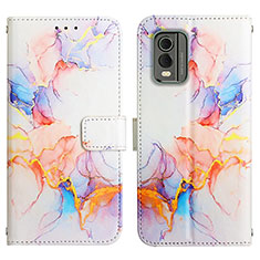 Custodia Portafoglio In Pelle Fantasia Modello Cover con Supporto YB1 per Nokia C210 Blu