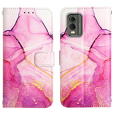 Custodia Portafoglio In Pelle Fantasia Modello Cover con Supporto YB1 per Nokia C32 Rosa Caldo