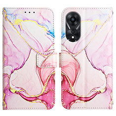 Custodia Portafoglio In Pelle Fantasia Modello Cover con Supporto YB1 per Oppo A78 5G Rosa