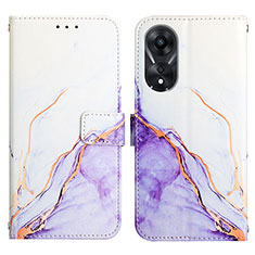 Custodia Portafoglio In Pelle Fantasia Modello Cover con Supporto YB1 per Oppo A78 5G Viola