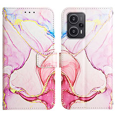 Custodia Portafoglio In Pelle Fantasia Modello Cover con Supporto YB1 per Xiaomi Poco F5 5G Rosa