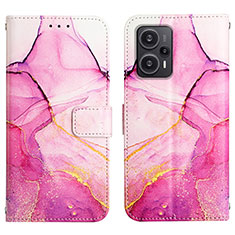 Custodia Portafoglio In Pelle Fantasia Modello Cover con Supporto YB1 per Xiaomi Poco F5 5G Rosa Caldo