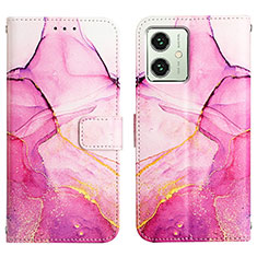 Custodia Portafoglio In Pelle Fantasia Modello Cover con Supporto YB4 per Motorola Moto G54 5G Rosa Caldo