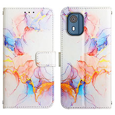 Custodia Portafoglio In Pelle Fantasia Modello Cover con Supporto YB4 per Nokia C02 Blu