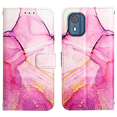 Custodia Portafoglio In Pelle Fantasia Modello Cover con Supporto YB4 per Nokia C02 Rosa Caldo