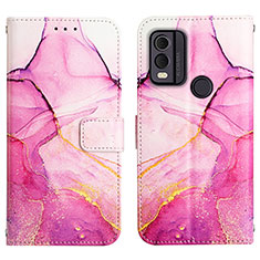 Custodia Portafoglio In Pelle Fantasia Modello Cover con Supporto YB4 per Nokia C22 Rosa Caldo