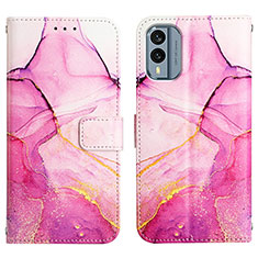 Custodia Portafoglio In Pelle Fantasia Modello Cover con Supporto YB4 per Nokia X30 5G Rosa Caldo
