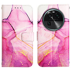 Custodia Portafoglio In Pelle Fantasia Modello Cover con Supporto YB4 per Oppo Find X6 5G Rosa Caldo