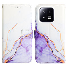 Custodia Portafoglio In Pelle Fantasia Modello Cover con Supporto YB4 per Xiaomi Mi 13 5G Viola
