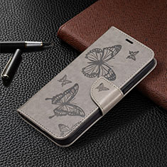 Custodia Portafoglio In Pelle Farfalla Cover con Supporto B01F per Huawei Honor X7a Grigio
