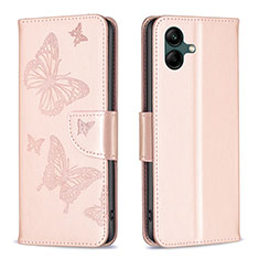 Custodia Portafoglio In Pelle Farfalla Cover con Supporto B01F per Samsung Galaxy A04 4G Oro Rosa