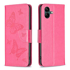 Custodia Portafoglio In Pelle Farfalla Cover con Supporto B01F per Samsung Galaxy A04 4G Rosa Caldo
