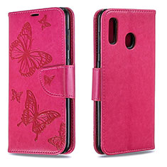 Custodia Portafoglio In Pelle Farfalla Cover con Supporto B01F per Samsung Galaxy A20 Rosa Caldo
