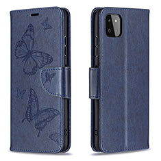 Custodia Portafoglio In Pelle Farfalla Cover con Supporto B01F per Samsung Galaxy A22 5G Blu