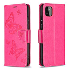 Custodia Portafoglio In Pelle Farfalla Cover con Supporto B01F per Samsung Galaxy A22 5G Rosa Caldo