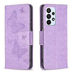 Custodia Portafoglio In Pelle Farfalla Cover con Supporto B01F per Samsung Galaxy A23 5G Lavanda