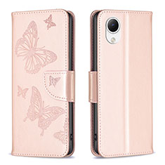 Custodia Portafoglio In Pelle Farfalla Cover con Supporto B01F per Samsung Galaxy A23e 5G Oro Rosa