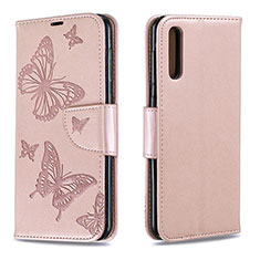 Custodia Portafoglio In Pelle Farfalla Cover con Supporto B01F per Samsung Galaxy A30S Oro Rosa