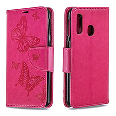 Custodia Portafoglio In Pelle Farfalla Cover con Supporto B01F per Samsung Galaxy A40 Rosa Caldo