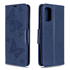 Custodia Portafoglio In Pelle Farfalla Cover con Supporto B01F per Samsung Galaxy A41 Blu