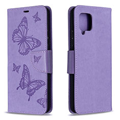 Custodia Portafoglio In Pelle Farfalla Cover con Supporto B01F per Samsung Galaxy A42 5G Lavanda