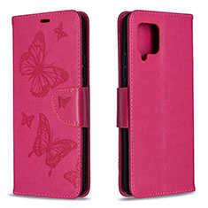 Custodia Portafoglio In Pelle Farfalla Cover con Supporto B01F per Samsung Galaxy A42 5G Rosa Caldo