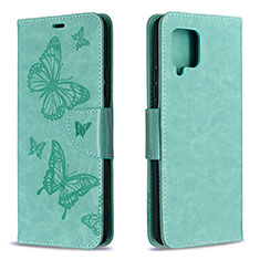 Custodia Portafoglio In Pelle Farfalla Cover con Supporto B01F per Samsung Galaxy A42 5G Verde