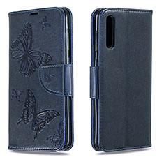 Custodia Portafoglio In Pelle Farfalla Cover con Supporto B01F per Samsung Galaxy A50S Blu