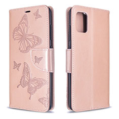 Custodia Portafoglio In Pelle Farfalla Cover con Supporto B01F per Samsung Galaxy A51 4G Oro Rosa