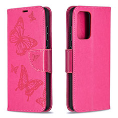 Custodia Portafoglio In Pelle Farfalla Cover con Supporto B01F per Samsung Galaxy A52 5G Rosa Caldo