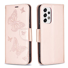 Custodia Portafoglio In Pelle Farfalla Cover con Supporto B01F per Samsung Galaxy A53 5G Oro Rosa