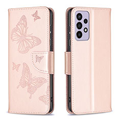 Custodia Portafoglio In Pelle Farfalla Cover con Supporto B01F per Samsung Galaxy A73 5G Oro Rosa