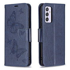 Custodia Portafoglio In Pelle Farfalla Cover con Supporto B01F per Samsung Galaxy A82 5G Blu