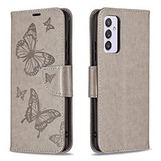 Custodia Portafoglio In Pelle Farfalla Cover con Supporto B01F per Samsung Galaxy A82 5G Grigio