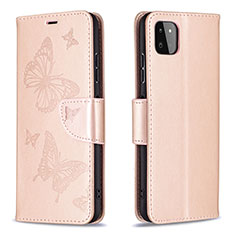 Custodia Portafoglio In Pelle Farfalla Cover con Supporto B01F per Samsung Galaxy F42 5G Oro Rosa