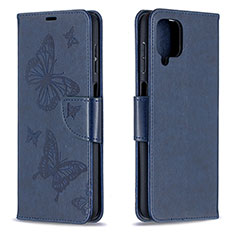 Custodia Portafoglio In Pelle Farfalla Cover con Supporto B01F per Samsung Galaxy M12 Blu