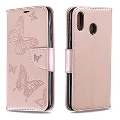 Custodia Portafoglio In Pelle Farfalla Cover con Supporto B01F per Samsung Galaxy M20 Oro Rosa