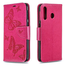 Custodia Portafoglio In Pelle Farfalla Cover con Supporto B01F per Samsung Galaxy M30 Rosa Caldo