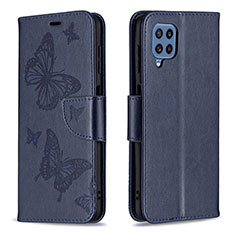 Custodia Portafoglio In Pelle Farfalla Cover con Supporto B01F per Samsung Galaxy M32 4G Blu