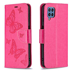 Custodia Portafoglio In Pelle Farfalla Cover con Supporto B01F per Samsung Galaxy M32 4G Rosa Caldo