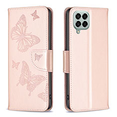 Custodia Portafoglio In Pelle Farfalla Cover con Supporto B01F per Samsung Galaxy M33 5G Oro Rosa