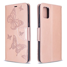 Custodia Portafoglio In Pelle Farfalla Cover con Supporto B01F per Samsung Galaxy M40S Oro Rosa