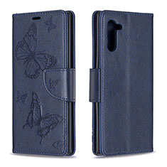 Custodia Portafoglio In Pelle Farfalla Cover con Supporto B01F per Samsung Galaxy Note 10 5G Blu