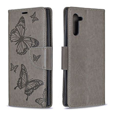 Custodia Portafoglio In Pelle Farfalla Cover con Supporto B01F per Samsung Galaxy Note 10 5G Grigio